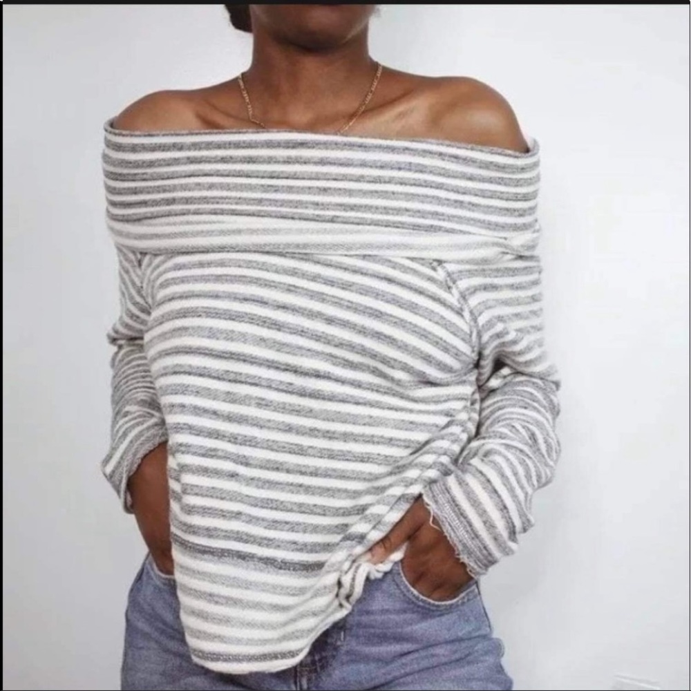 Free People top Striped Cowl Neck Sailorcore